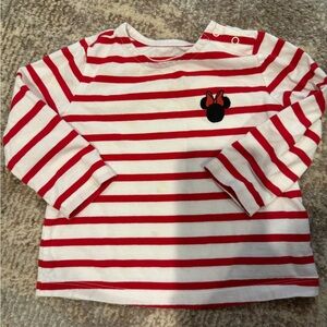 Disney Red and White Striped Minnie Kids Shirt
